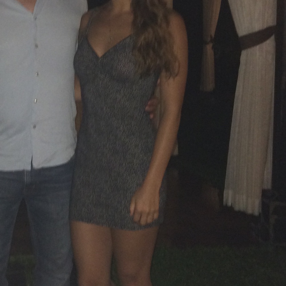 patterned black and white mini dress